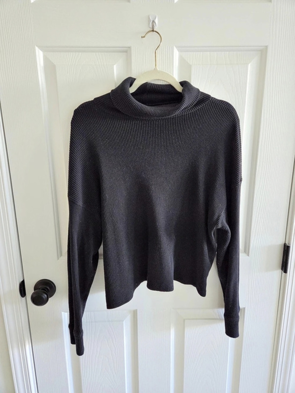 Abercrombie & Fitch Soft A&F Cozy Turtleneck Thermal Black Sweater
